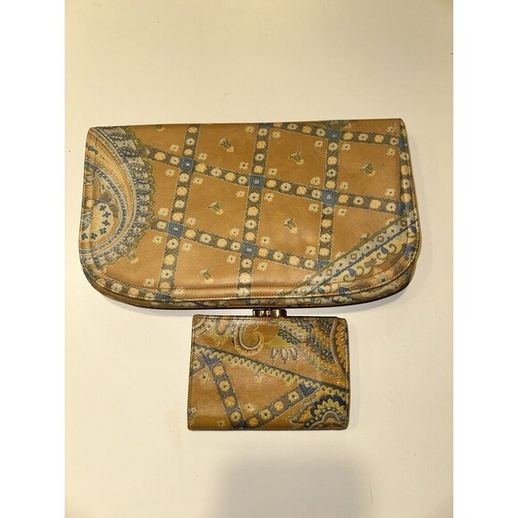 Vintage Morris Moskowitz Leather Clutch And Wallet Set Old Money 1960s 1970s - Picture 2 of 11